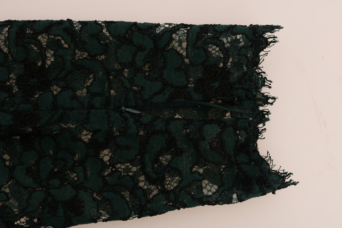 Dolce & Gabbana Green Floral Lace Leggings Pants Dolce & Gabbana