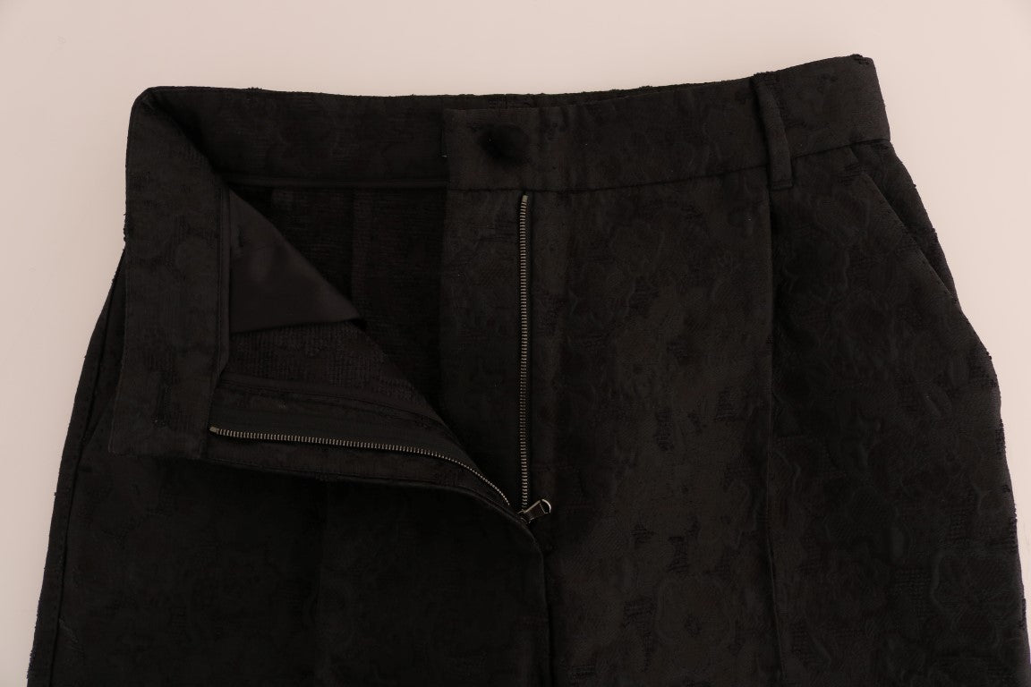 Dolce & Gabbana Black Floral Brocade Capri Pants Dolce & Gabbana