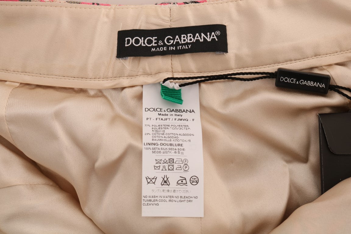 Dolce & Gabbana Pink Floral Brocade Capri Pants Dolce & Gabbana