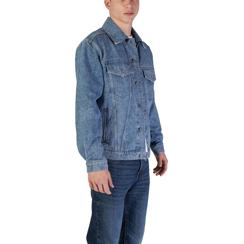 Hugo Boss Light Blue Cotton Jackets & Coat Hugo Boss