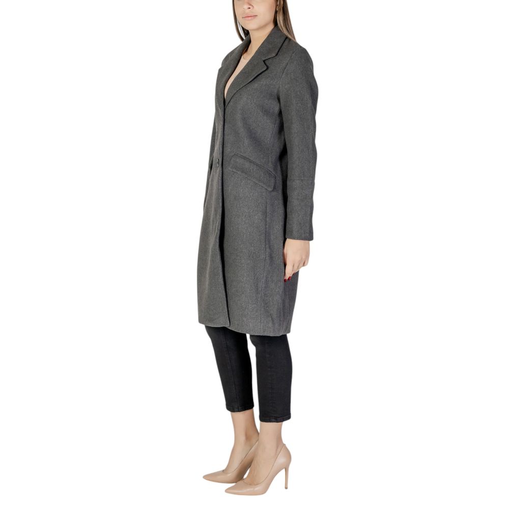 Vero Moda Gray Polyester Coat Vero Moda