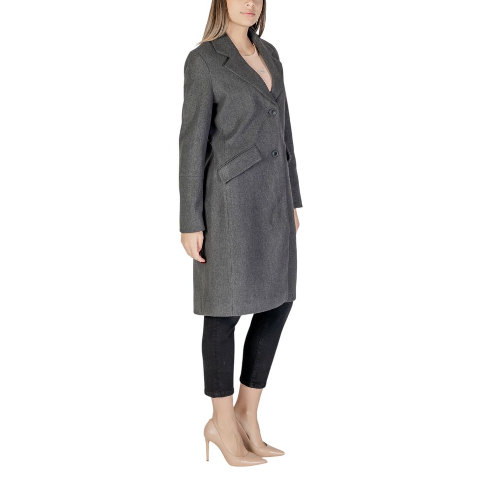 Vero Moda Gray Polyester Coat Vero Moda