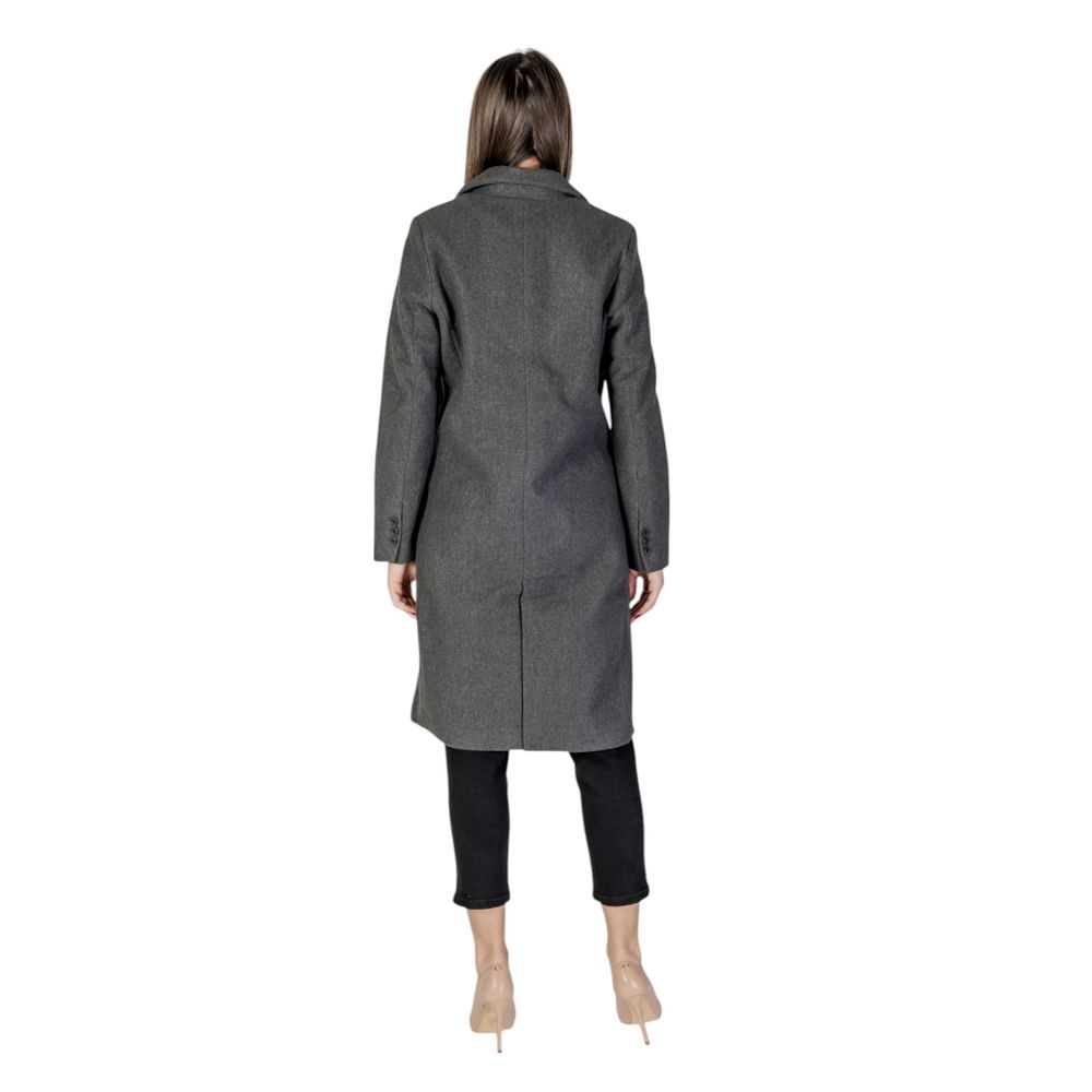 Vero Moda Gray Polyester Coat Vero Moda