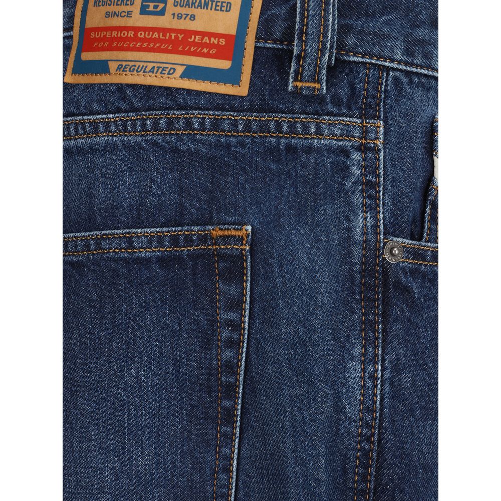 Diesel Blue Cotton Relaxed Fit Jeans Diesel