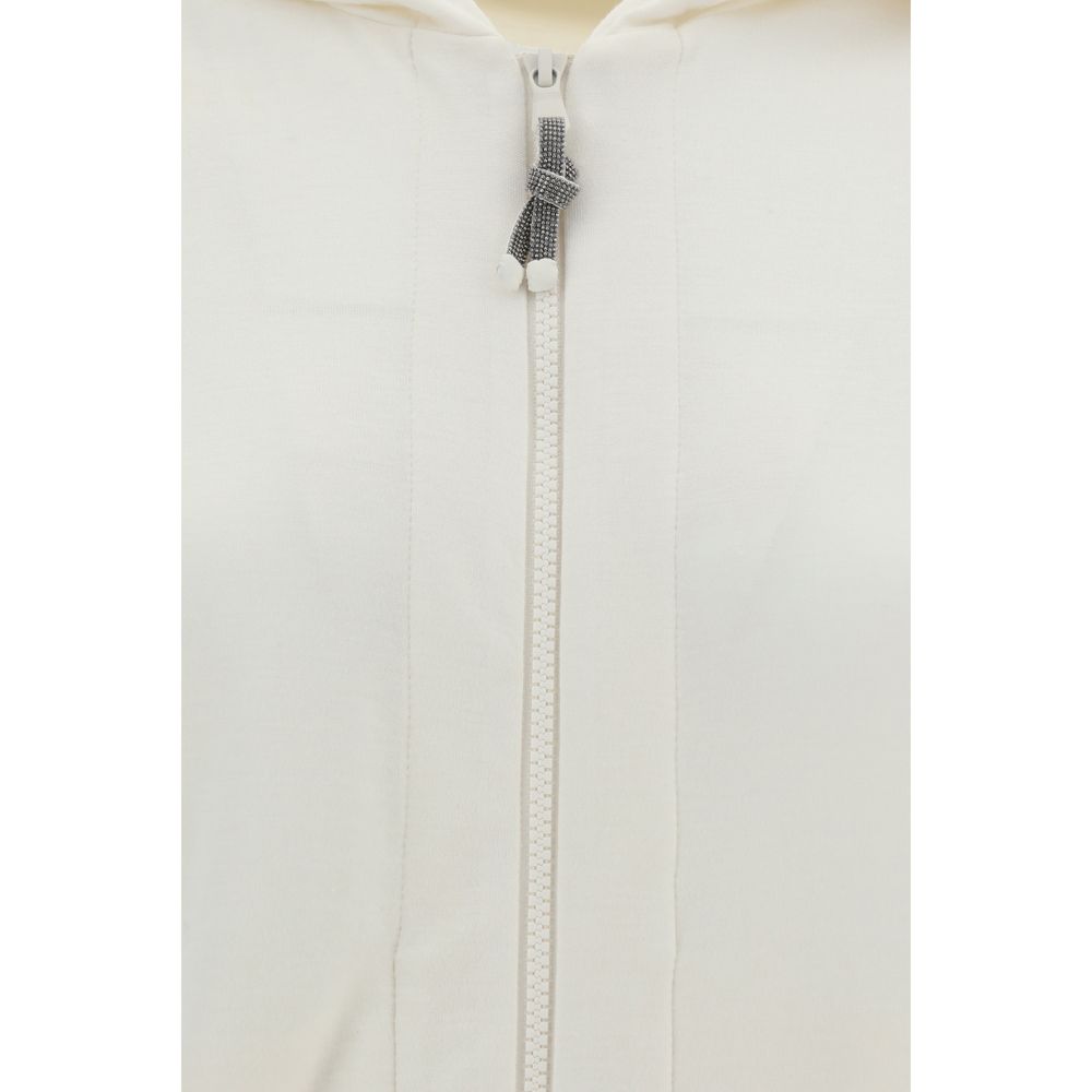 Brunello Cucinelli White Silk Sweatshirt Brunello Cucinelli
