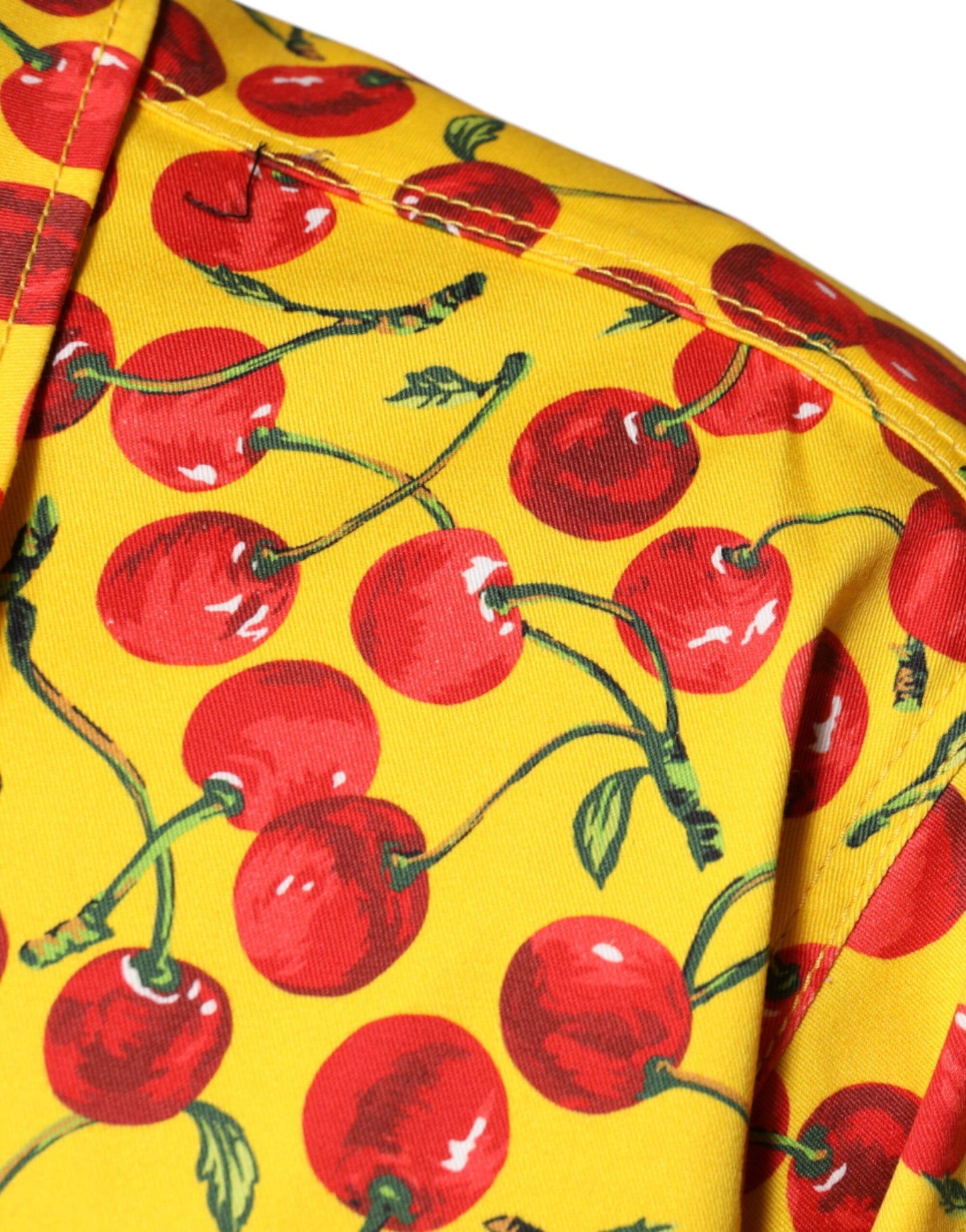 Dolce & Gabbana Yellow Cherry Button Down Men Casual Shirt Dolce & Gabbana