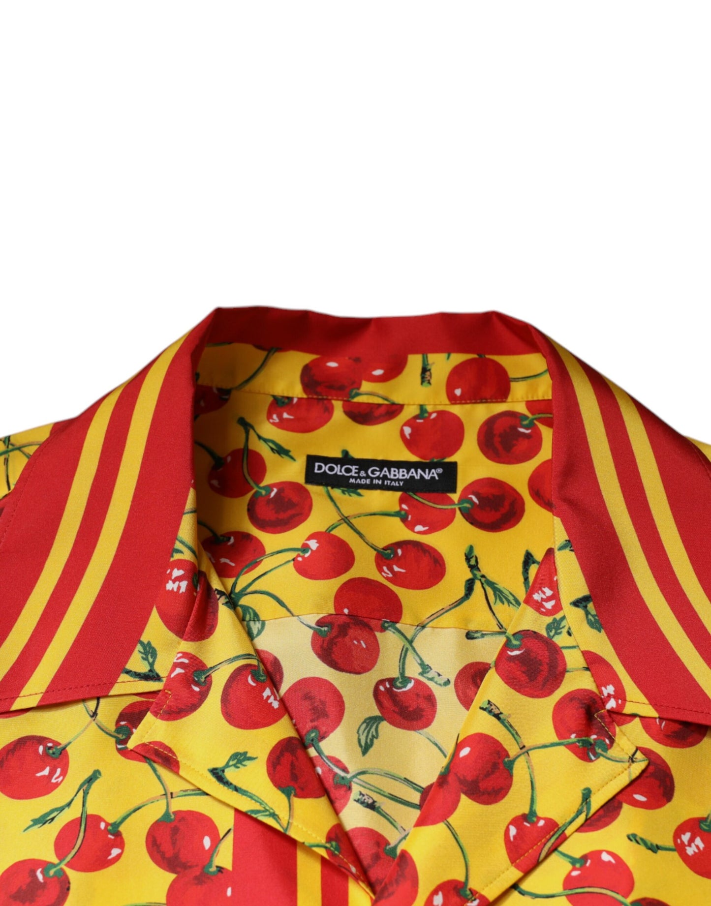Dolce & Gabbana Yellow Cherry Button Down Silk Casual Shirt Dolce & Gabbana