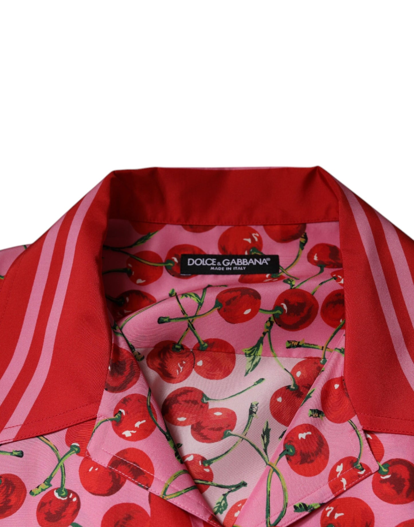 Dolce & Gabbana Pink Cherry Silk Button Down Casual Shirt Dolce & Gabbana