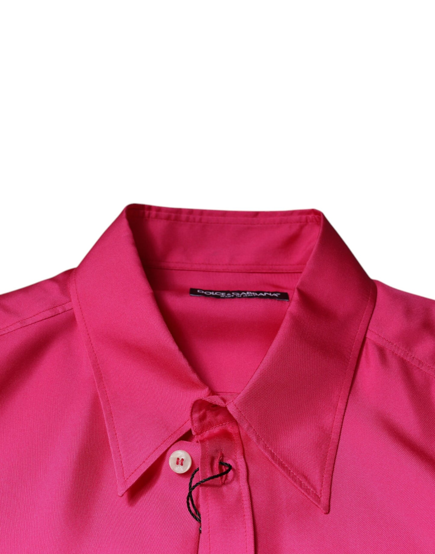 Dolce & Gabbana Pink Silk Collared Button Down Men Shirt Dolce & Gabbana