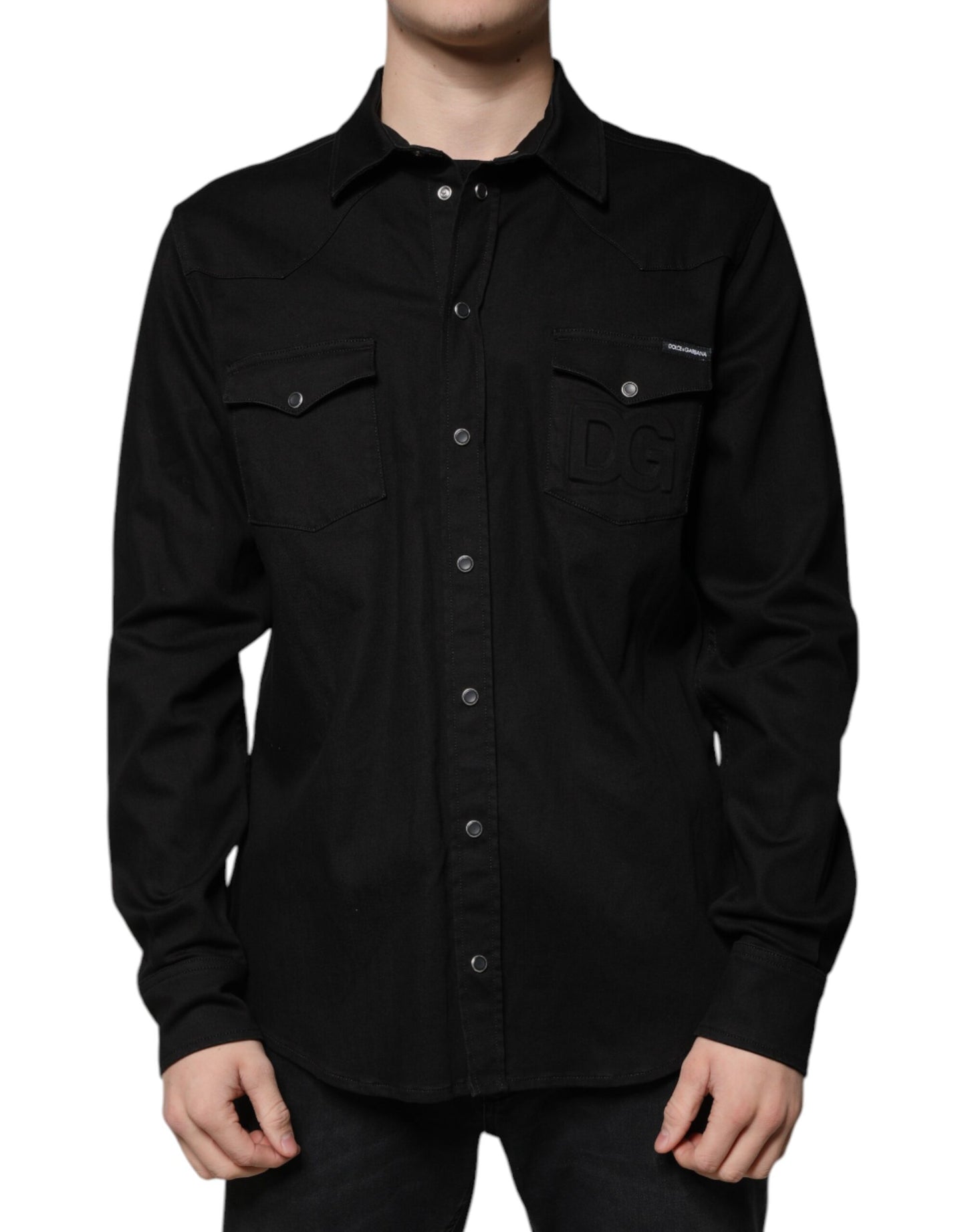 Dolce & Gabbana Black Cotton Collared Button Down Shirt Dolce & Gabbana