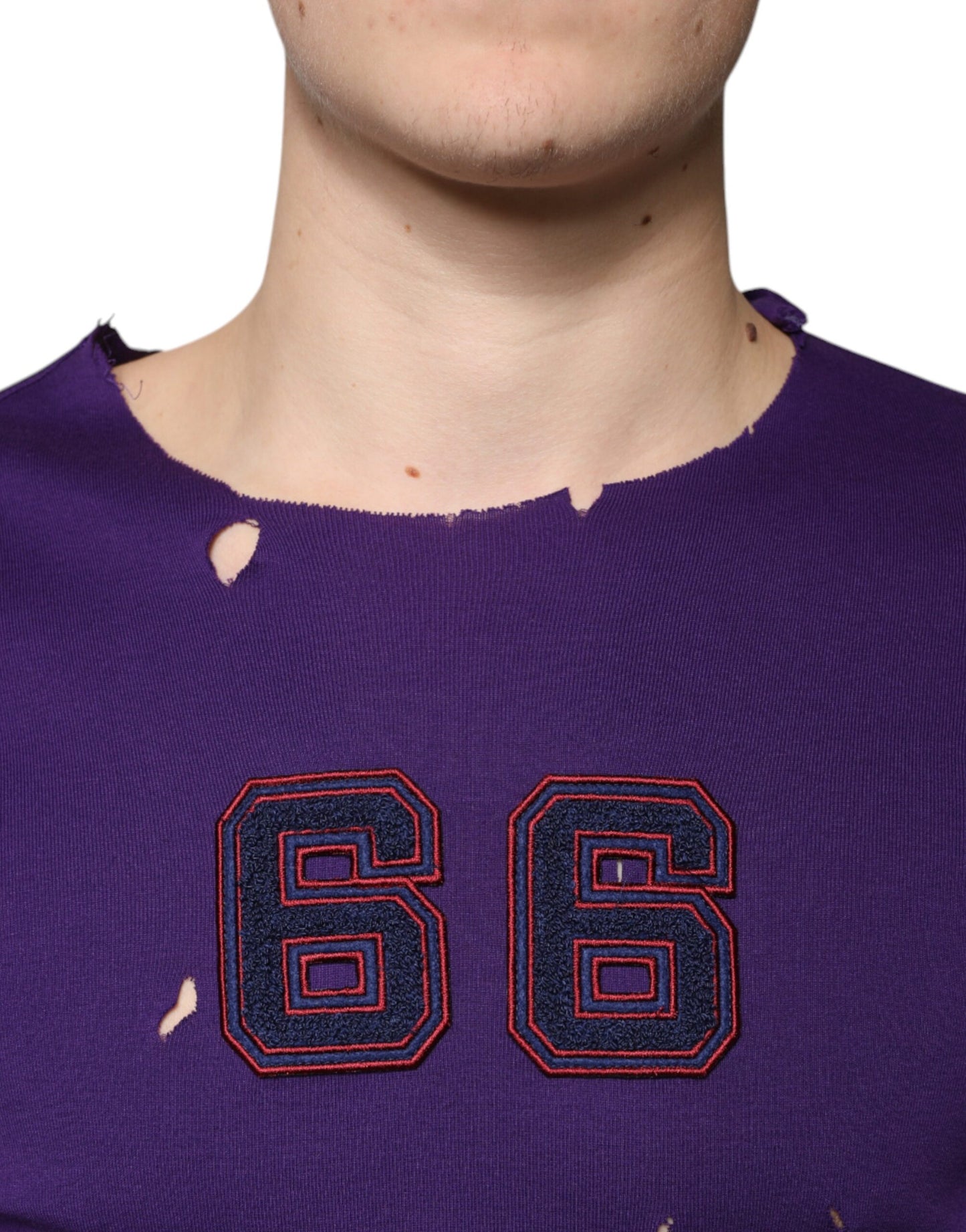 Dolce & Gabbana Purple Cotton Round Neck Pullover Men Sweater Dolce & Gabbana