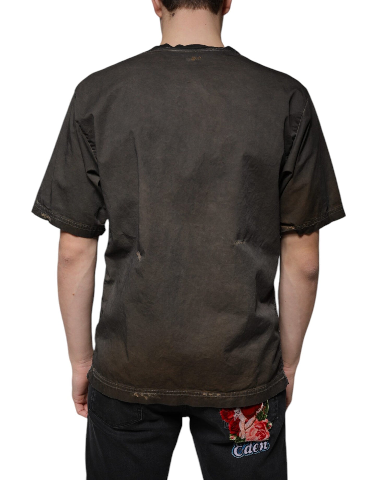 Dolce & Gabbana Brown Graphic Print Cotton Round Neck T-shirt Dolce & Gabbana