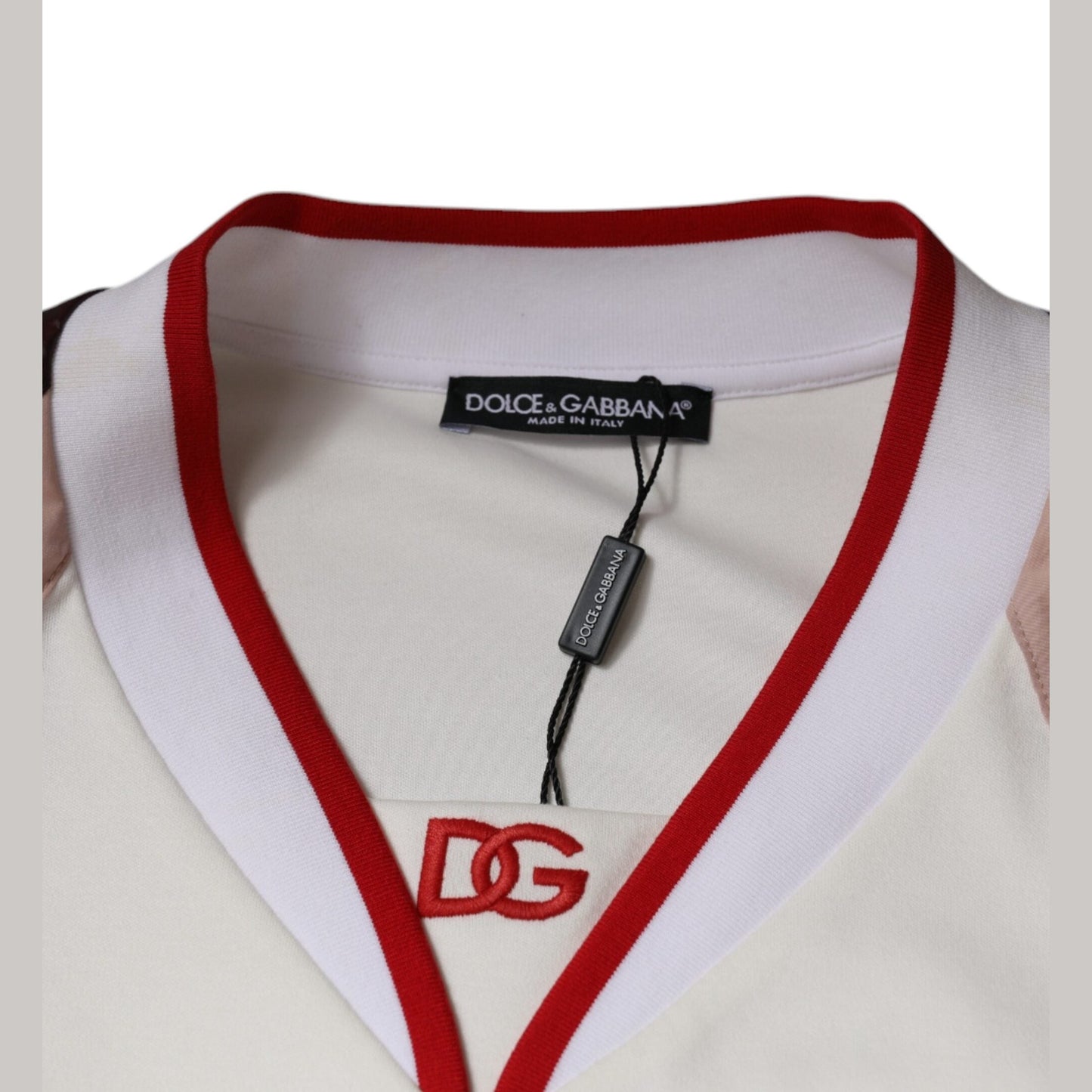 Dolce & Gabbana Multicolor Logo Jersey Cotton V-neck T-shirt