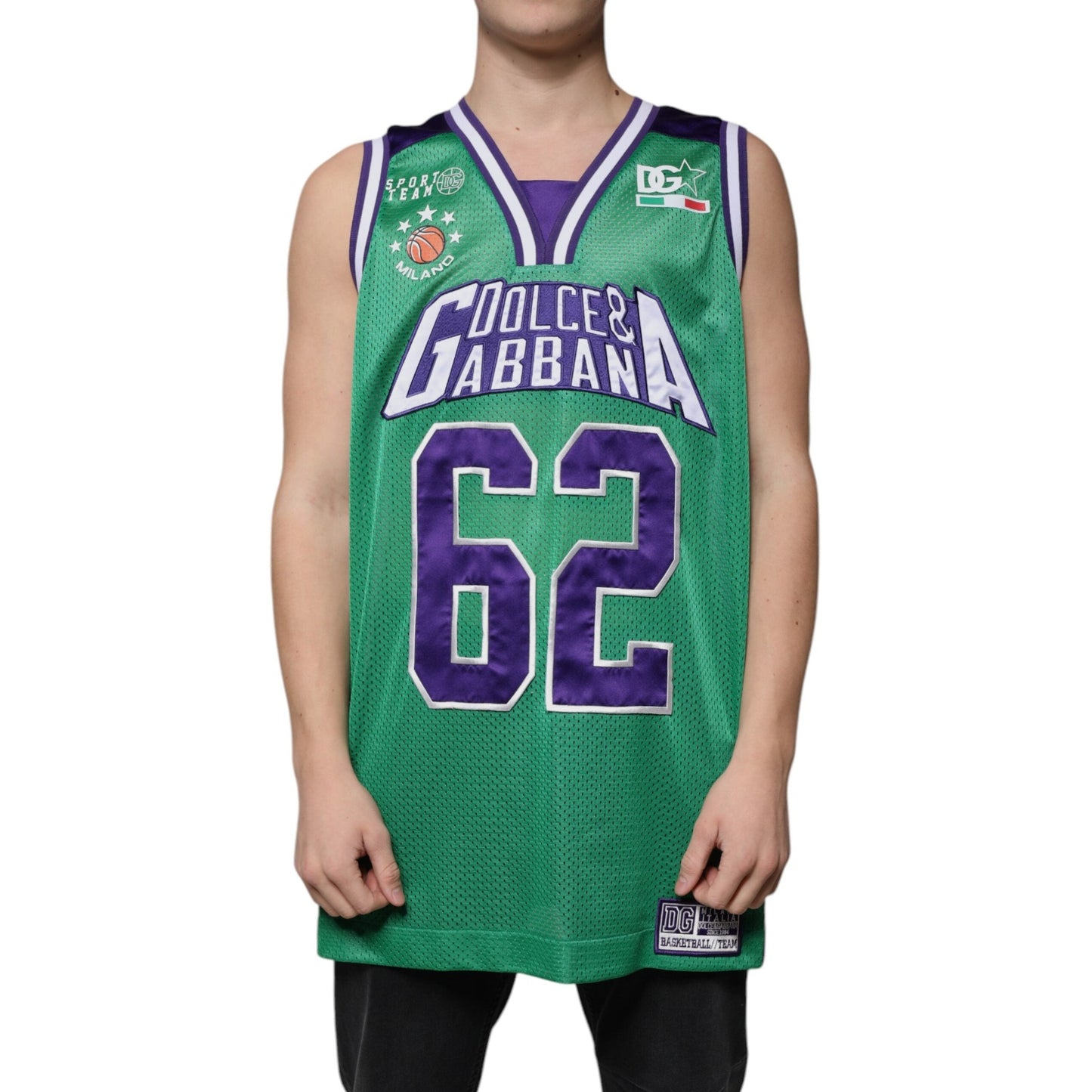 Dolce & Gabbana Green Polyester Jersey Sleeveless T-shirt Dolce & Gabbana