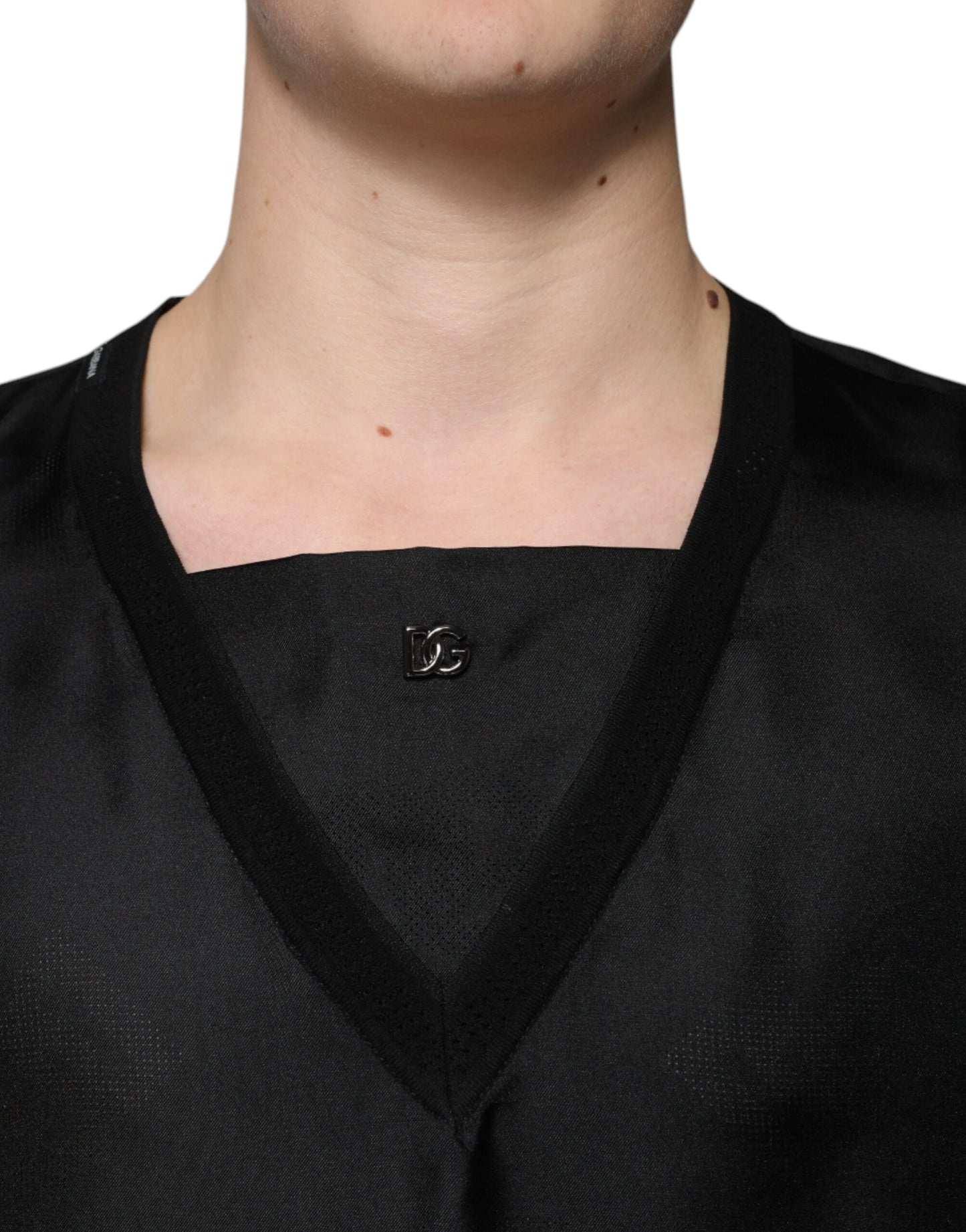 Dolce & Gabbana Black Cotton Square Neck Short Sleeve T-shirt Dolce & Gabbana