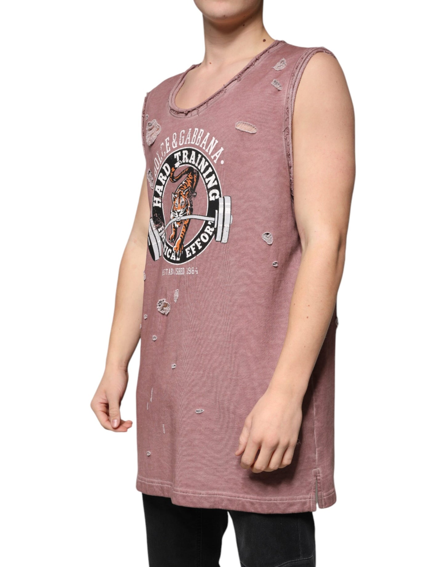 Dolce & Gabbana Brown Cotton Round Neck Sleeveless T-shirt Dolce & Gabbana
