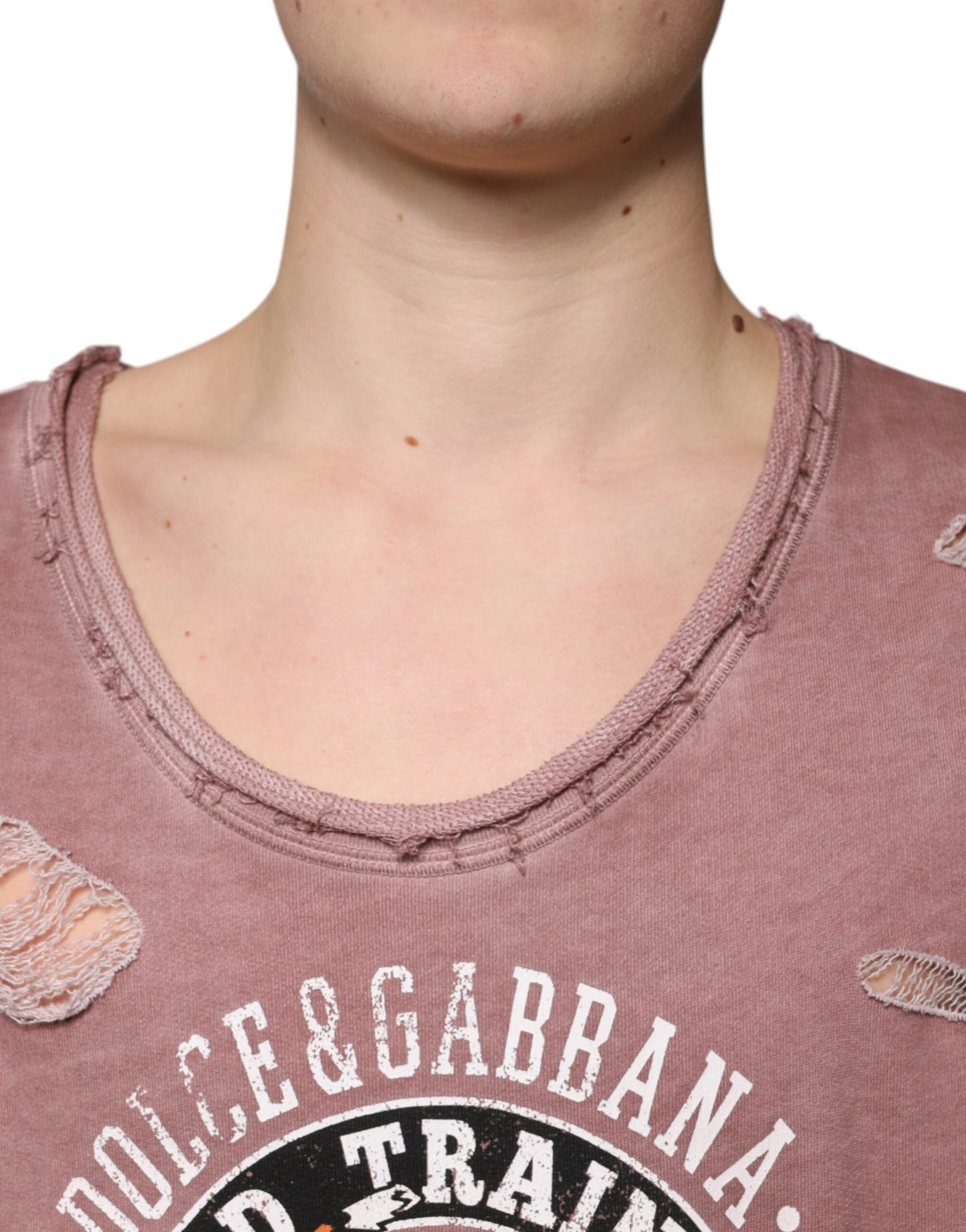 Dolce & Gabbana Brown Cotton Round Neck Sleeveless T-shirt Dolce & Gabbana