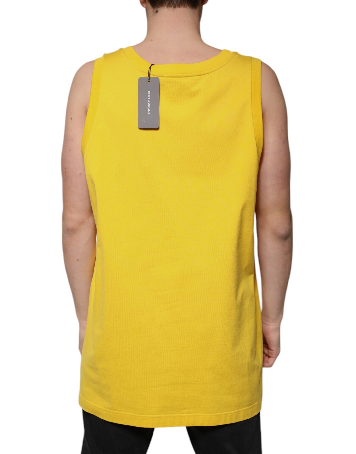 Dolce & Gabbana Yellow Cotton Round Neck Sleeveless T-shirt Dolce & Gabbana