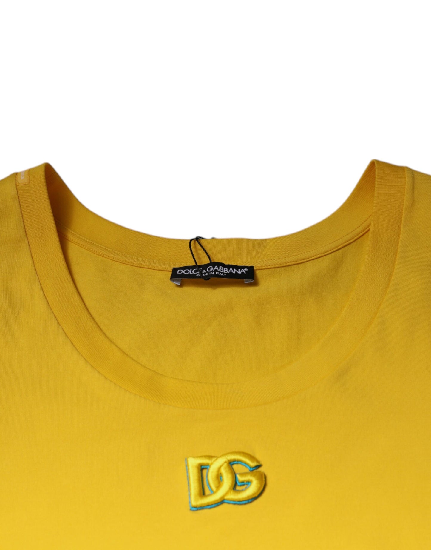 Dolce & Gabbana Yellow Cotton Round Neck Sleeveless T-shirt Dolce & Gabbana
