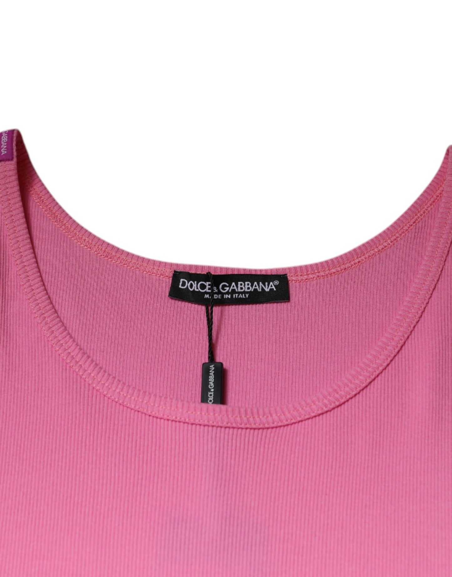 Dolce & Gabbana Pink Cotton Round Neck Sleeveless T-shirt Dolce & Gabbana