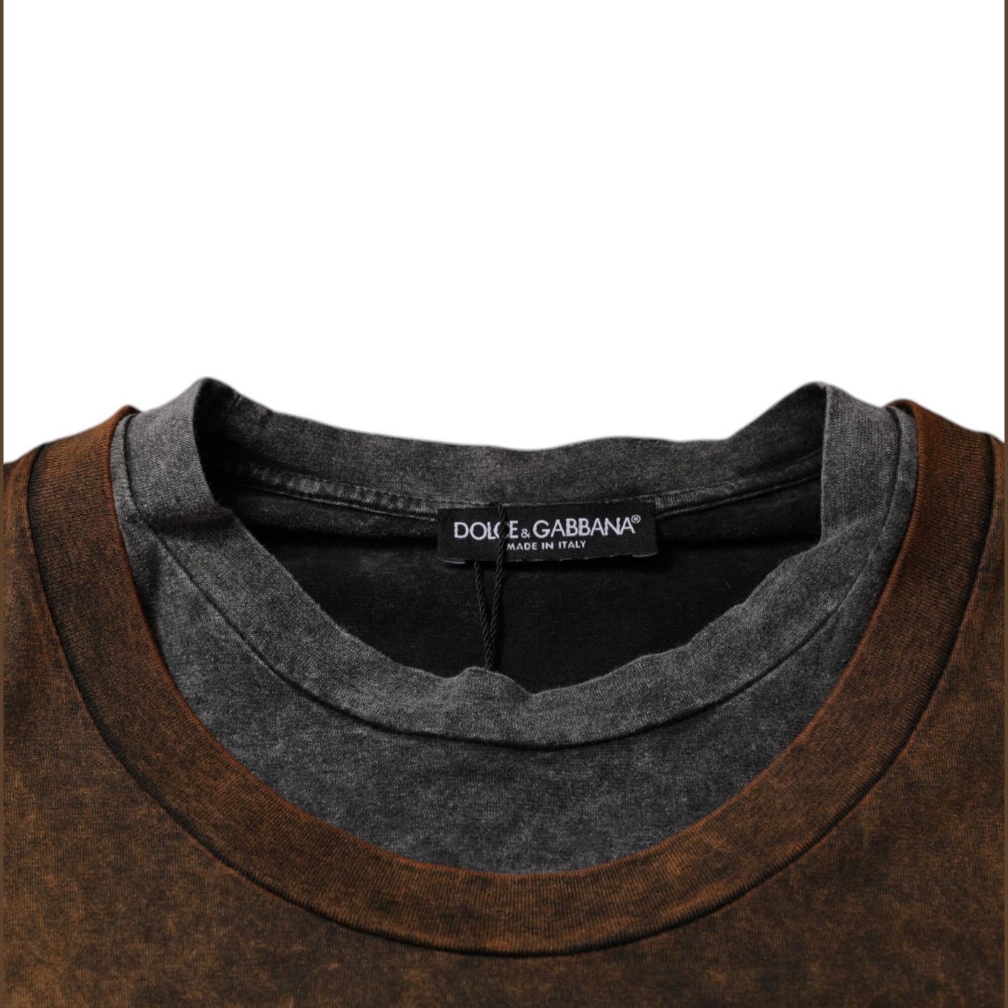 Dolce & Gabbana Brown Cotton Crew Neck Sleeveless T-shirt