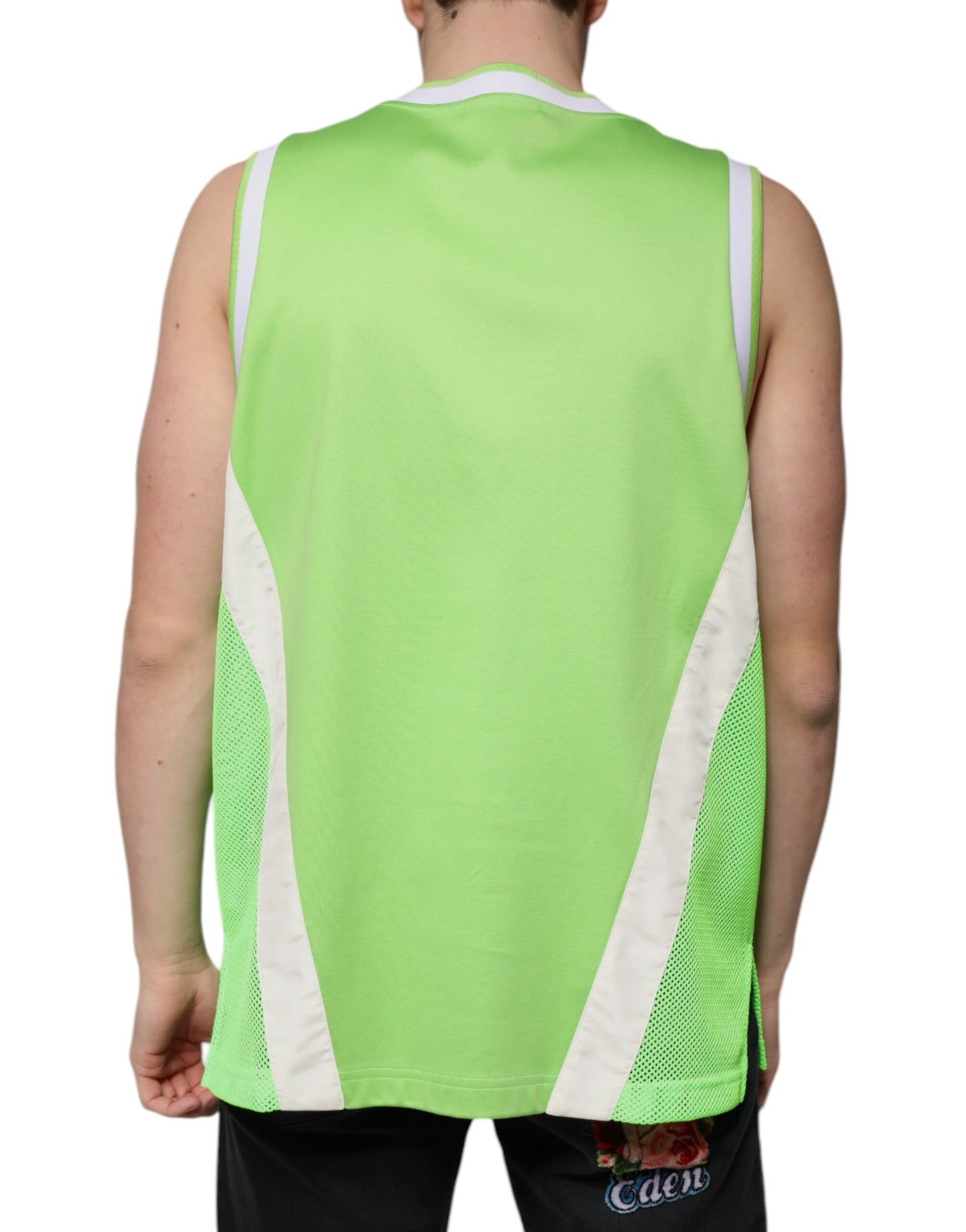Dolce & Gabbana Green Polyester Jersey Sleeveless T-shirt Dolce & Gabbana