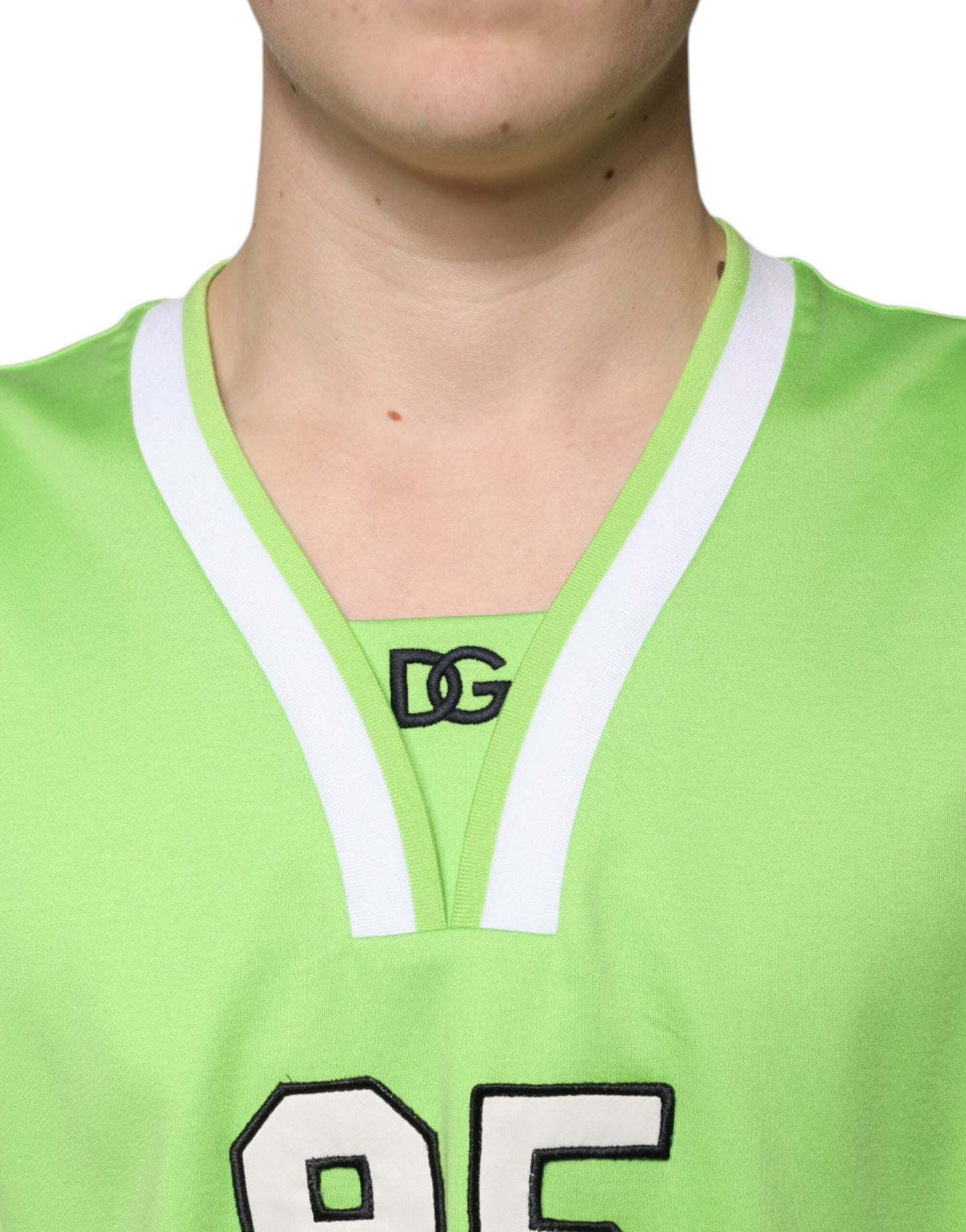 Dolce & Gabbana Green Polyester Jersey Sleeveless T-shirt Dolce & Gabbana