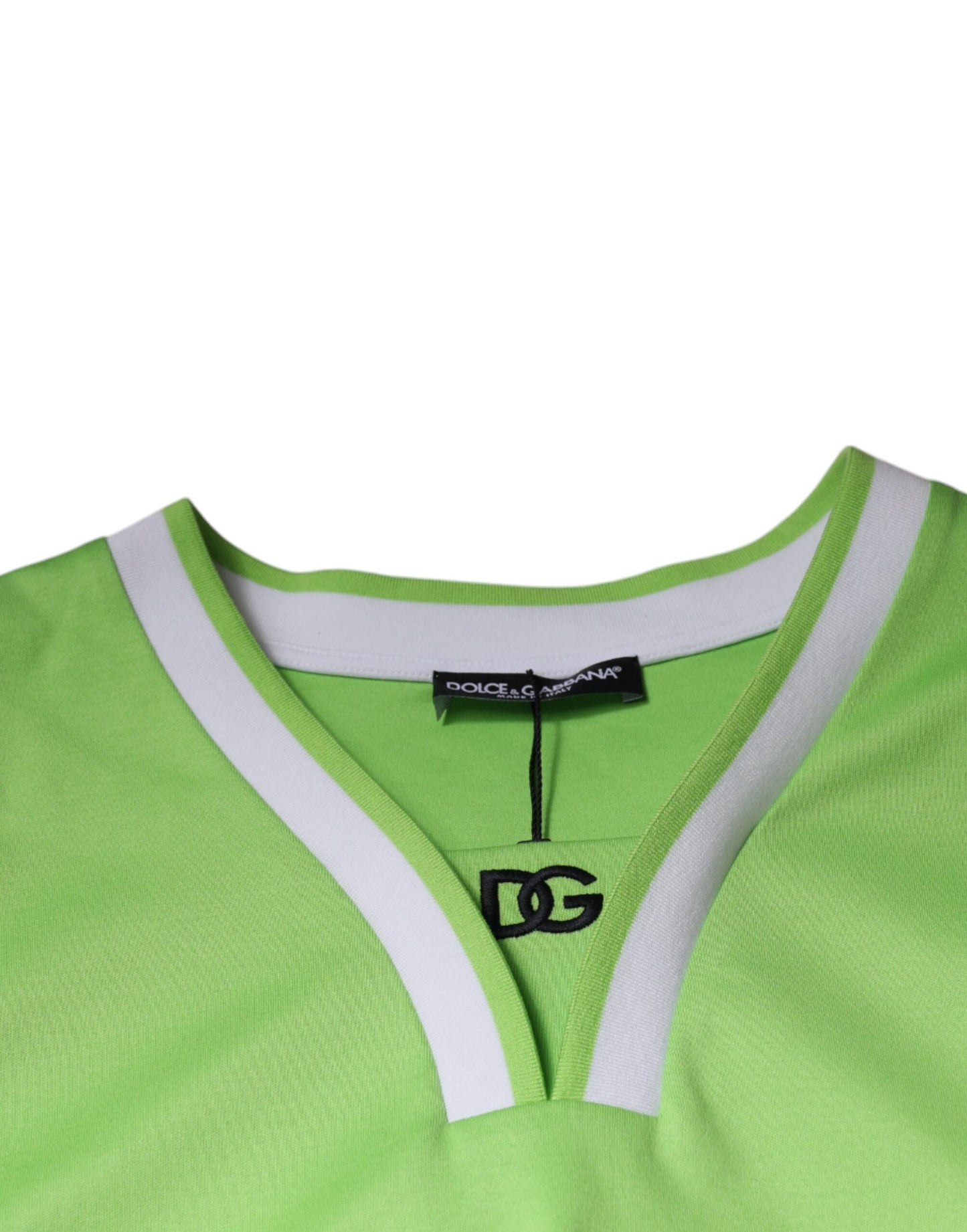 Dolce & Gabbana Green Polyester Jersey Sleeveless T-shirt Dolce & Gabbana