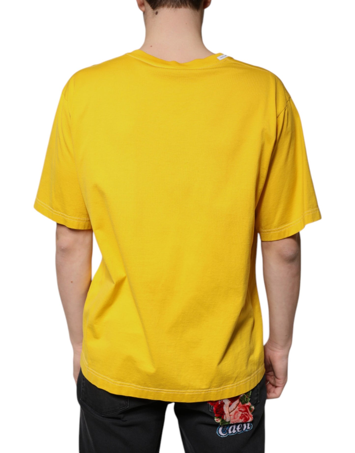 Dolce & Gabbana Yellow Cotton V-neck Short Sleeves T-shirt Dolce & Gabbana