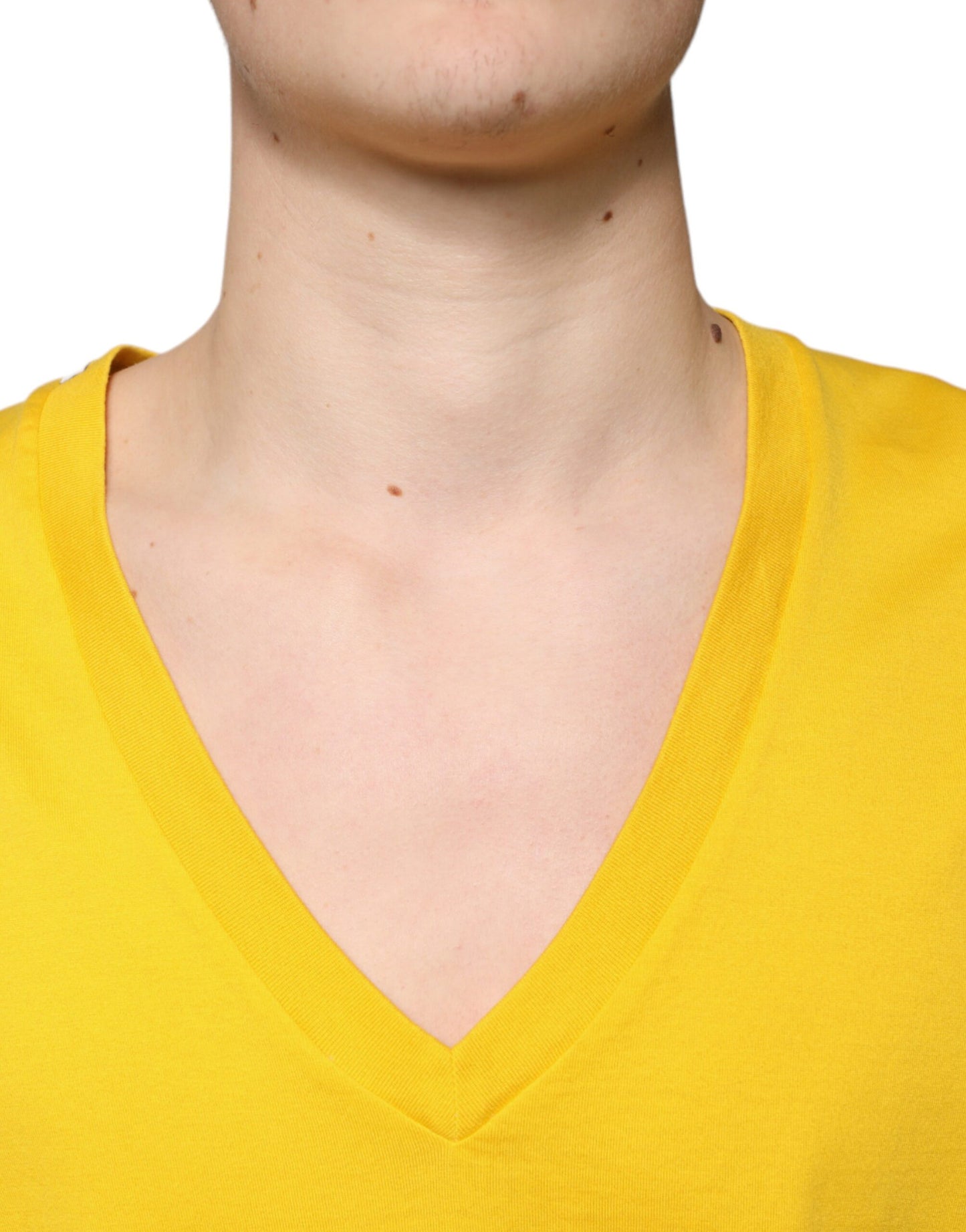 Dolce & Gabbana Yellow Cotton V-neck Short Sleeves T-shirt Dolce & Gabbana