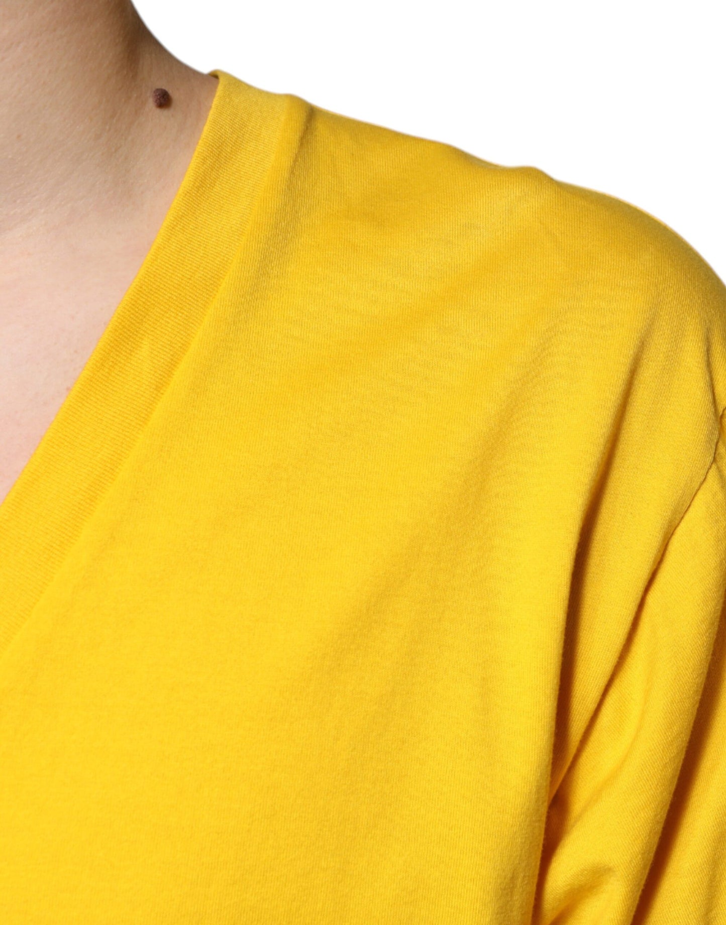 Dolce & Gabbana Yellow Cotton V-neck Short Sleeves T-shirt Dolce & Gabbana