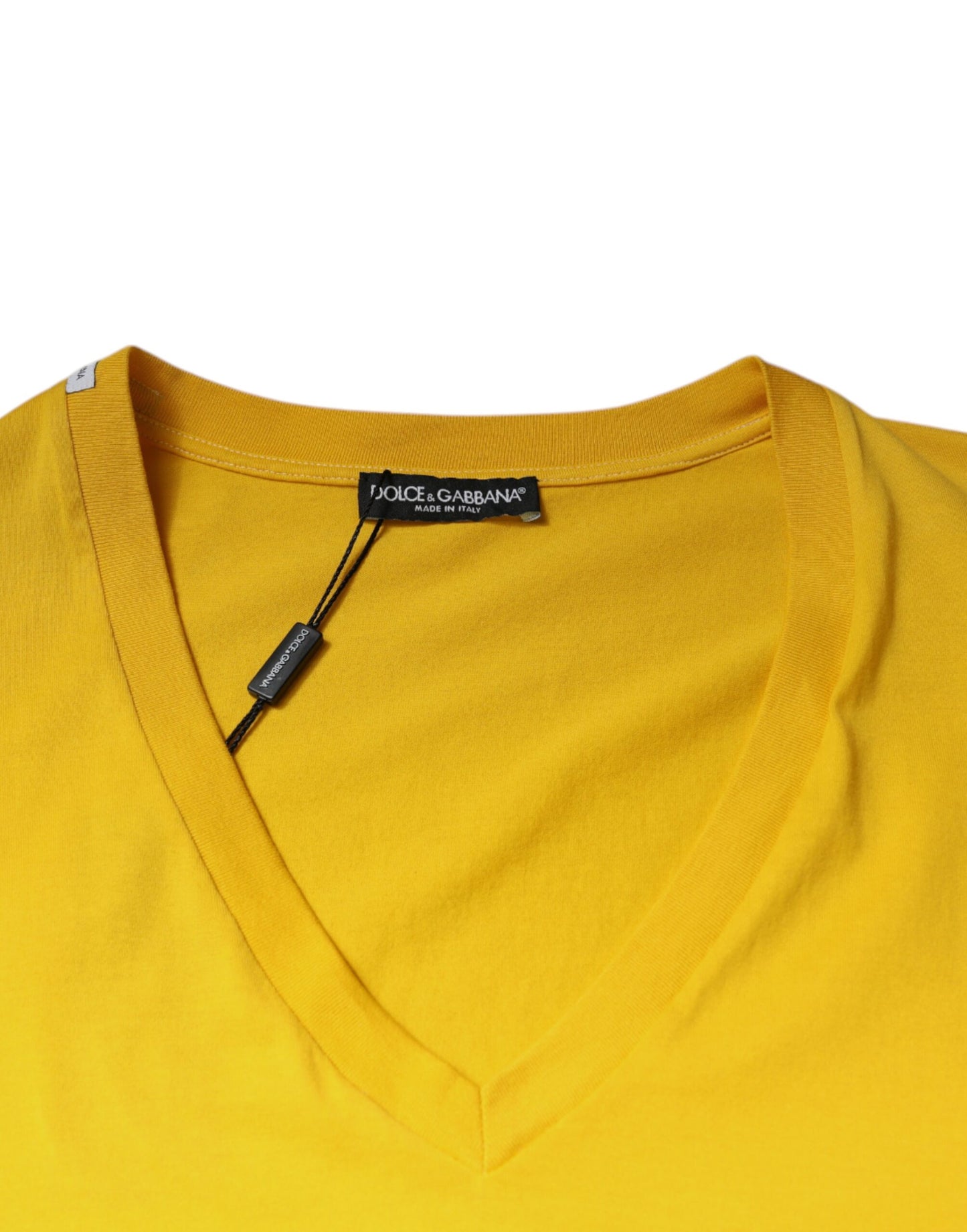 Dolce & Gabbana Yellow Cotton V-neck Short Sleeves T-shirt Dolce & Gabbana
