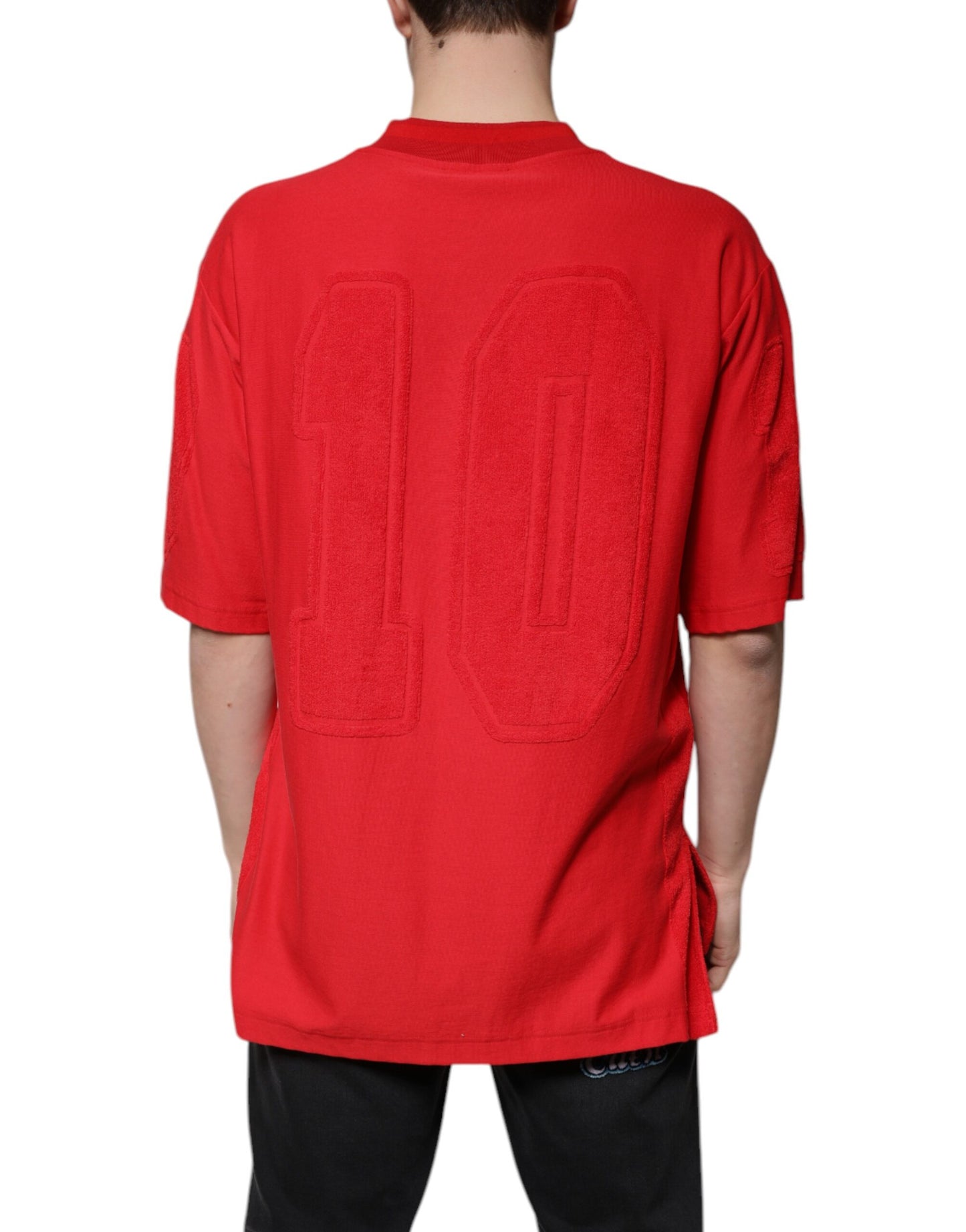 Dolce & Gabbana Red Cotton V-neck Short Sleeves T-shirt Dolce & Gabbana