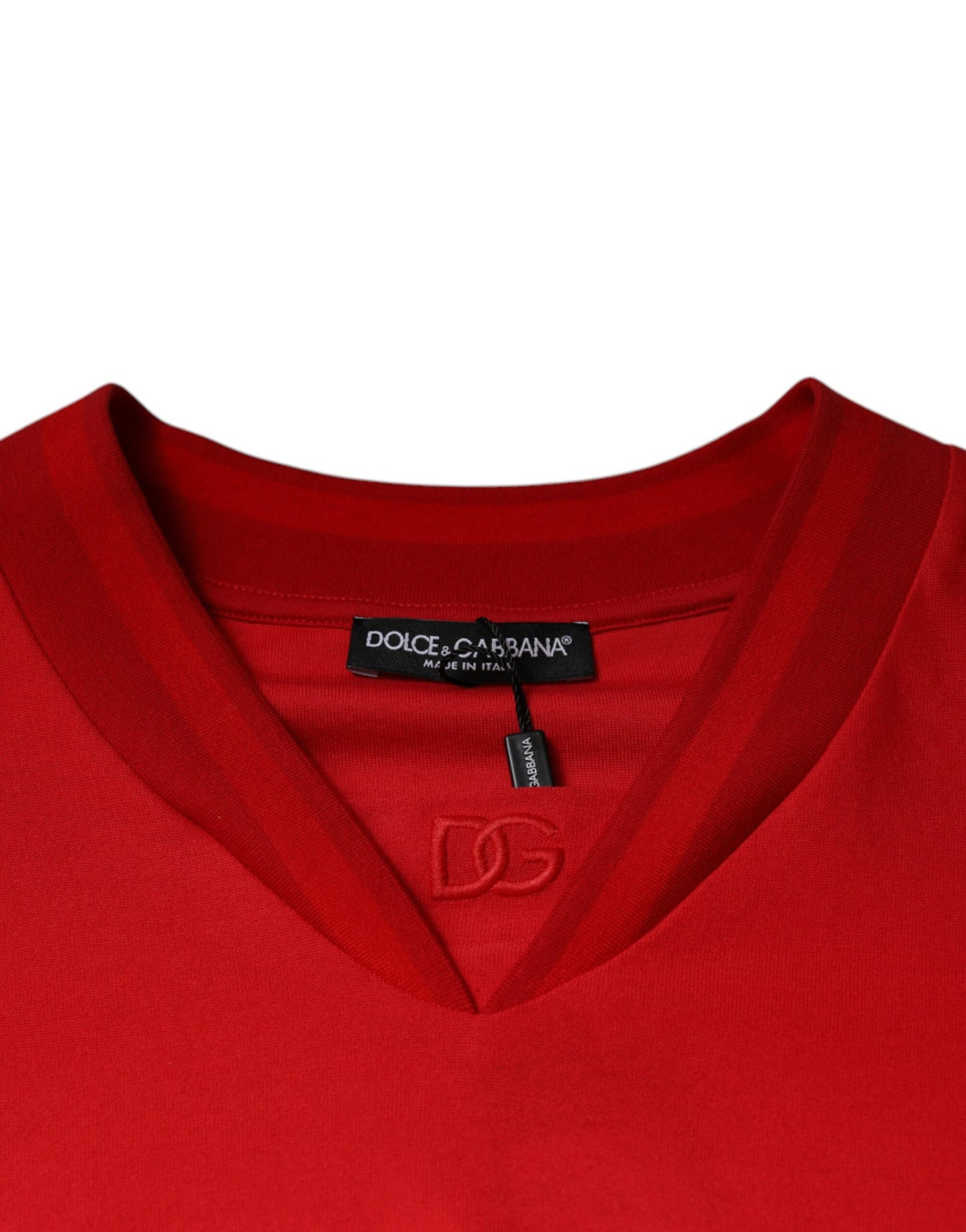 Dolce & Gabbana Red Cotton V-neck Short Sleeves T-shirt Dolce & Gabbana