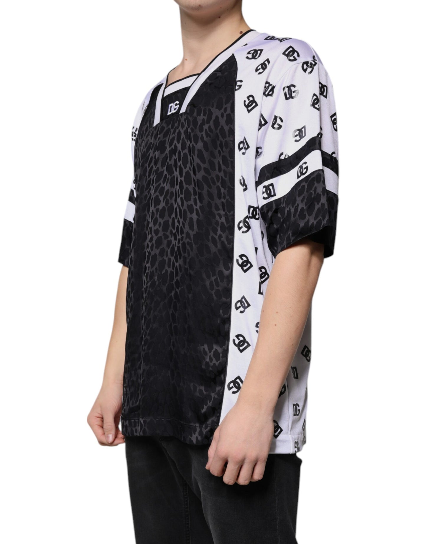 Dolce & Gabbana Black White Logo Men Short Sleeves T-shirt Dolce & Gabbana