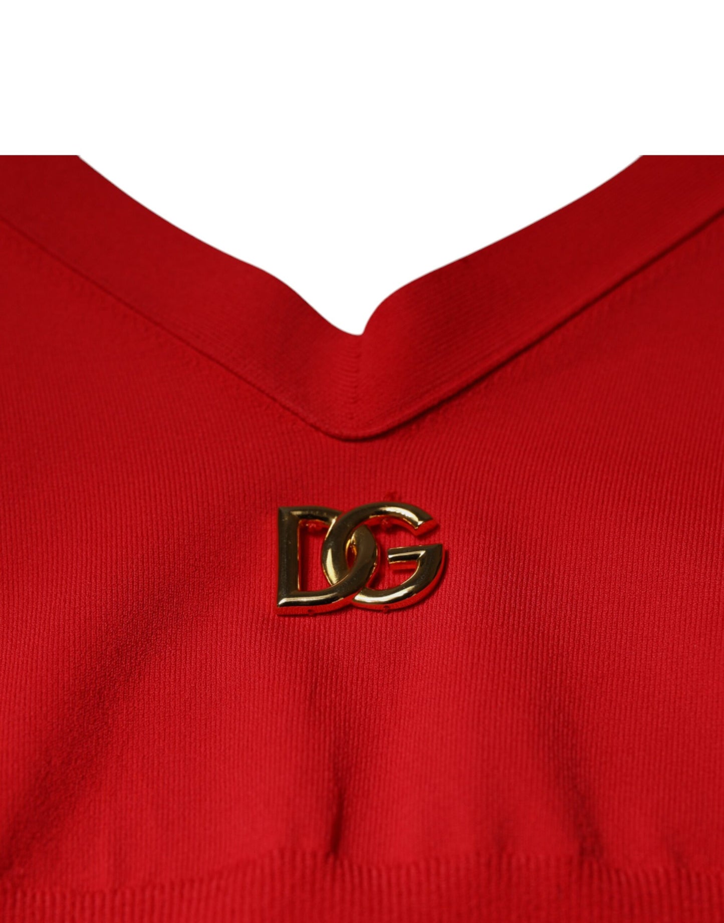 Dolce & Gabbana Red Viscose Sleeveless Halter Cropped Tank Top Dolce & Gabbana