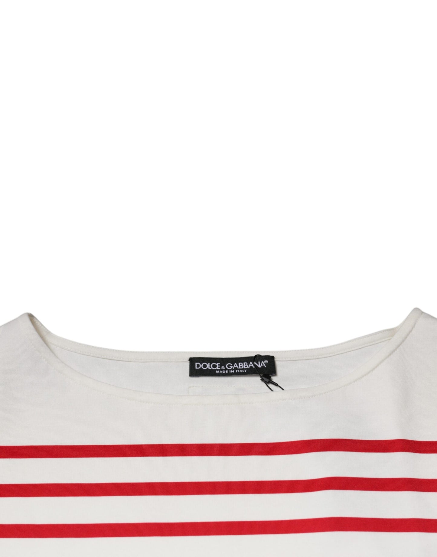 Dolce & Gabbana White Red Stripes Cotton Long Sleeves Top Dolce & Gabbana