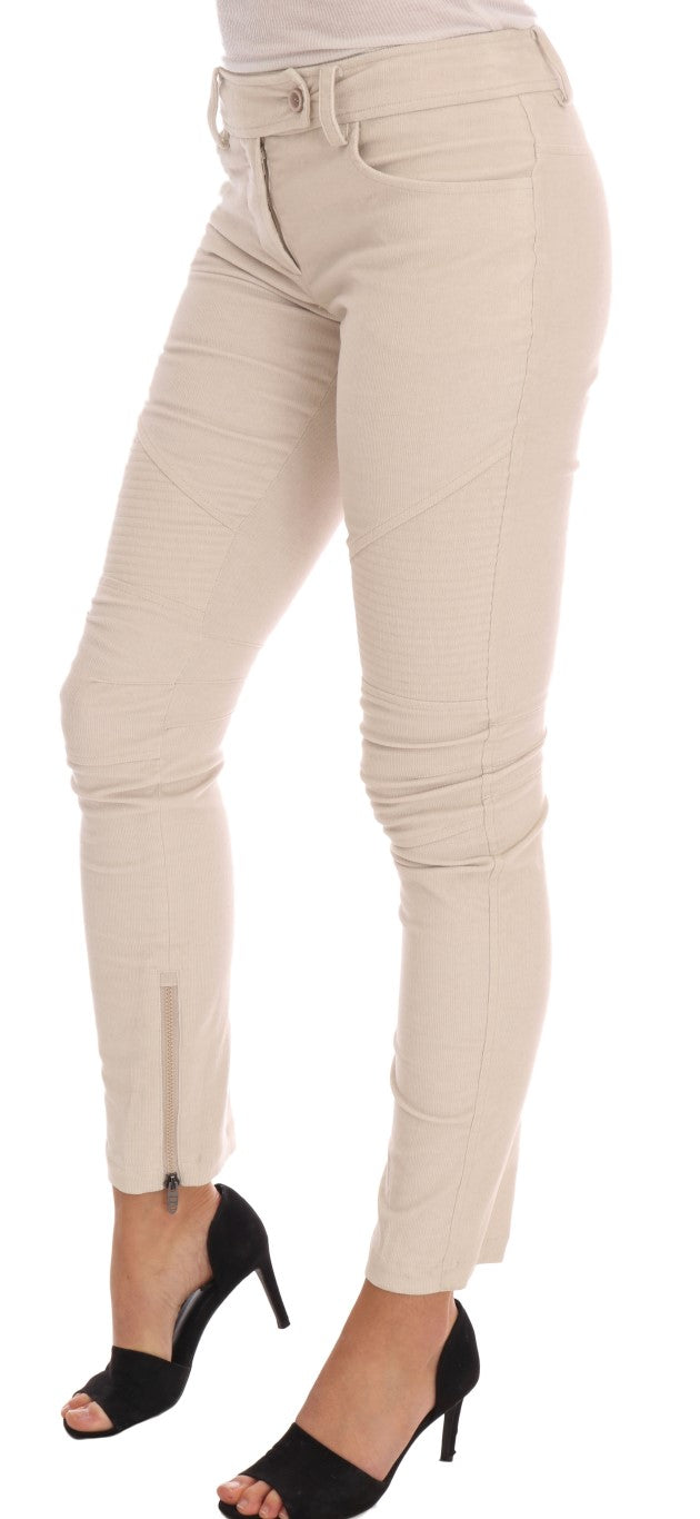 Ermanno Scervino Beige Slim Jeans Corduroy Skinny Pants Ermanno Scervino