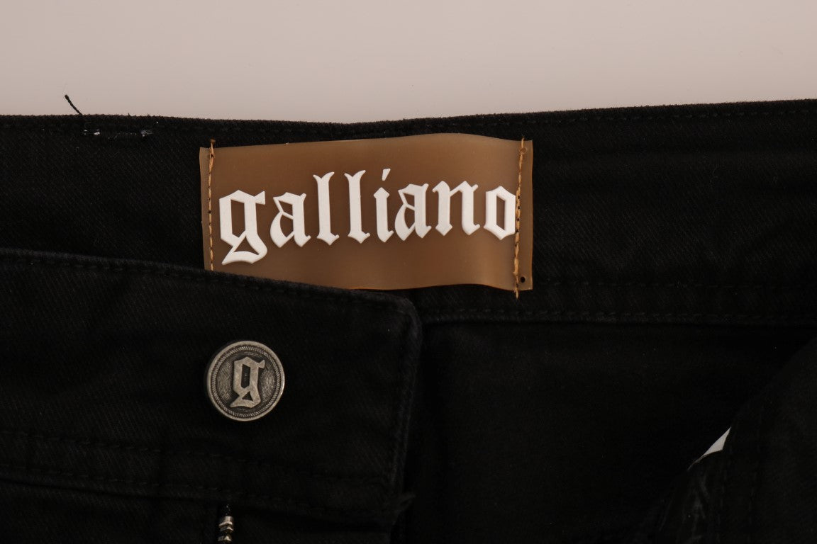 John Galliano Black Cotton Denim Stretch Regular Fit Jeans John Galliano