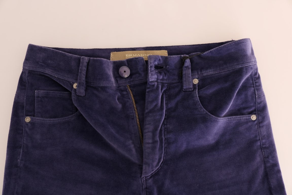 Ermanno Scervino Purple Corduroy Stretch Bootcut Pants Ermanno Scervino