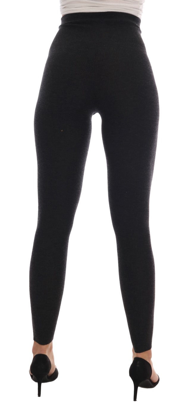 Dolce & Gabbana Gray Cashmere Ribbed Stretch Tights Dolce & Gabbana