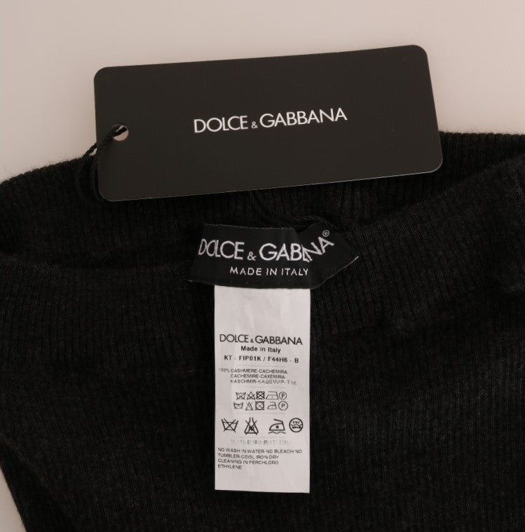 Dolce & Gabbana Gray Cashmere Ribbed Stretch Tights Dolce & Gabbana