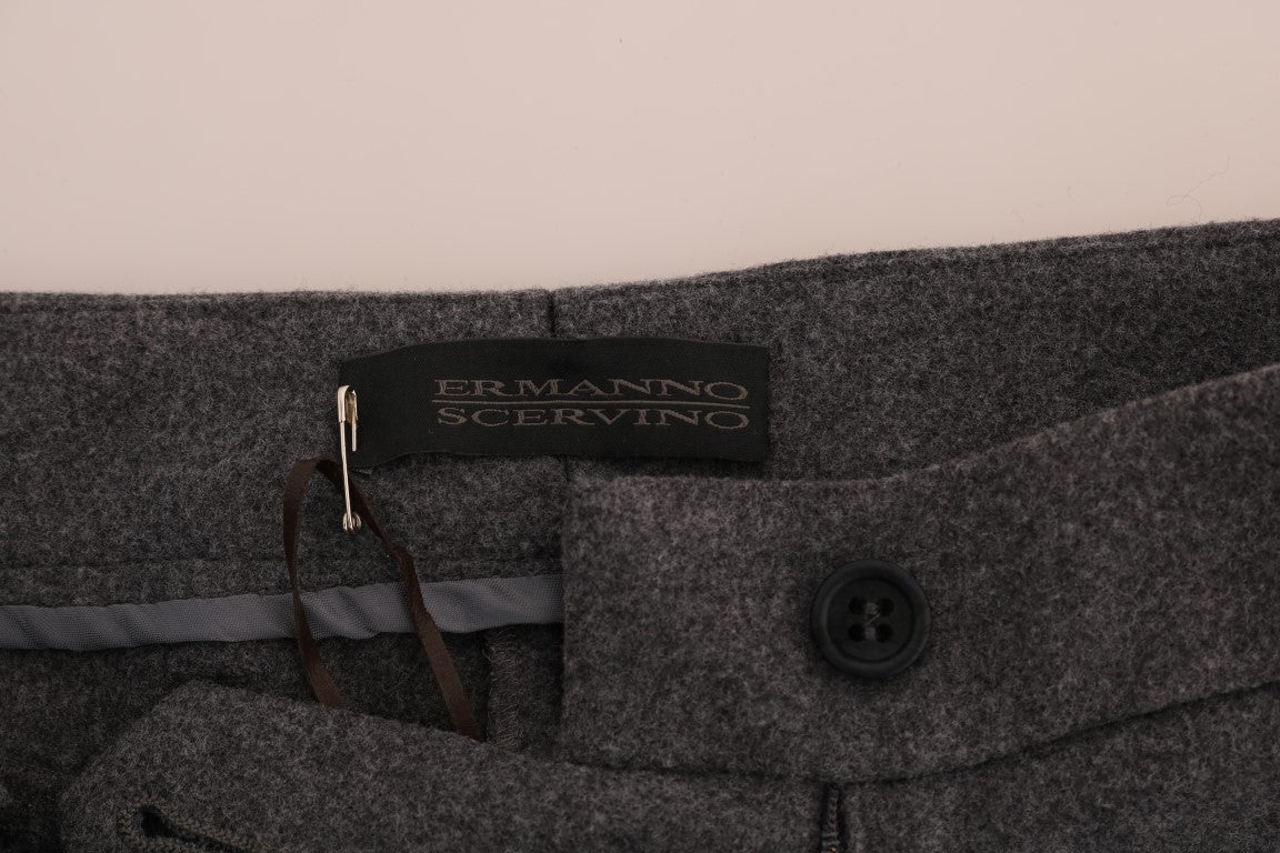 Ermanno Scervino Gray Wool Stretch Slim Pants Ermanno Scervino