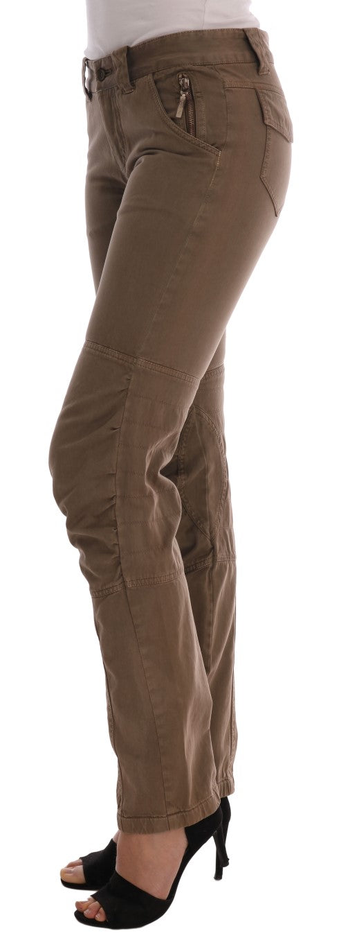 Ermanno Scervino Brown Cotton Casual Slim Fit Pants Ermanno Scervino