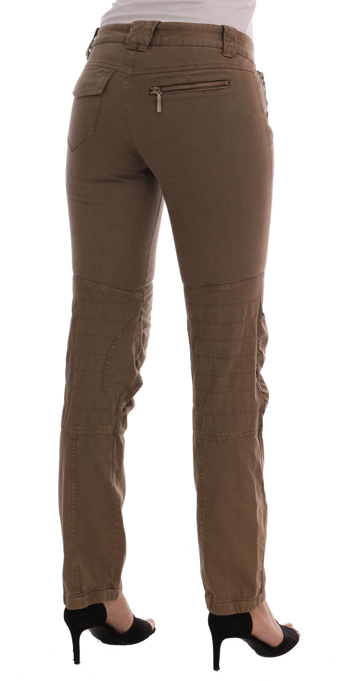 Ermanno Scervino Brown Cotton Casual Slim Fit Pants Ermanno Scervino