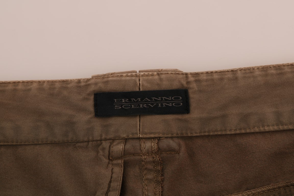 Ermanno Scervino Brown Cotton Casual Slim Fit Pants Ermanno Scervino