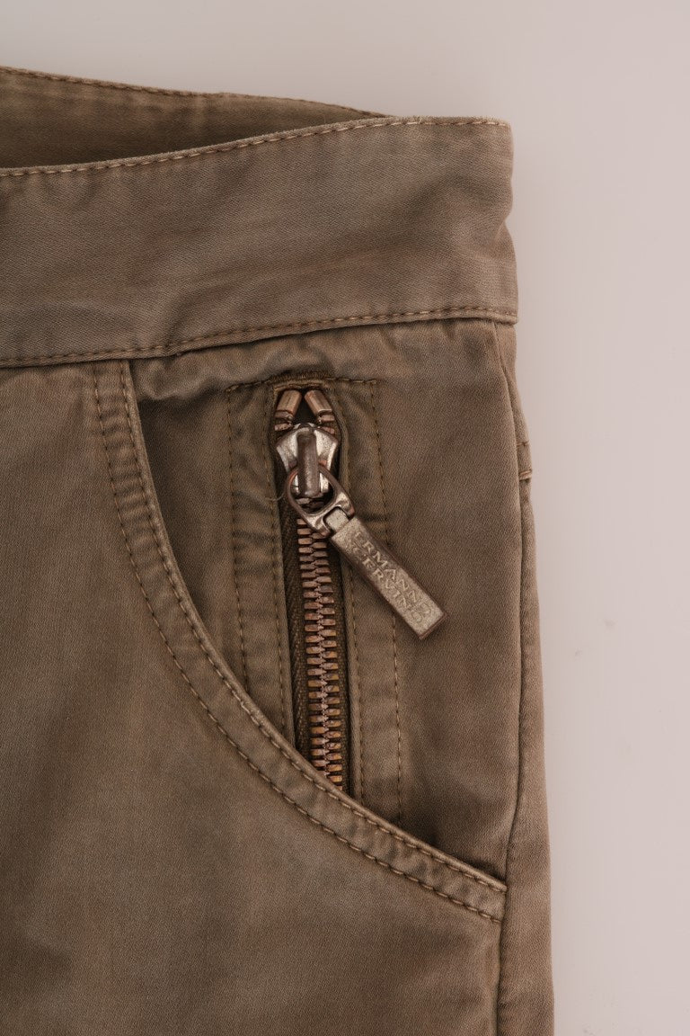 Ermanno Scervino Brown Cotton Casual Slim Fit Pants Ermanno Scervino