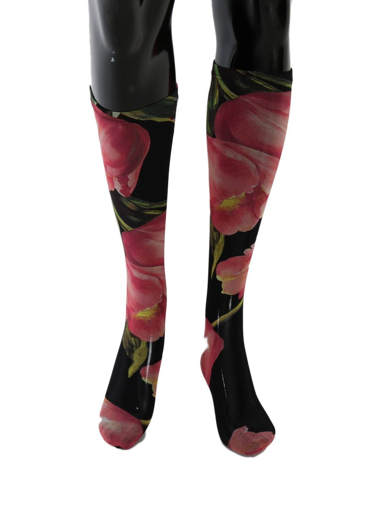 Dolce & Gabbana Multicolor Floral Tulip Nylon Socks Dolce & Gabbana