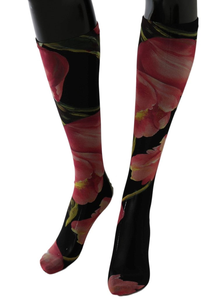 Dolce & Gabbana Multicolor Floral Tulip Nylon Socks Dolce & Gabbana