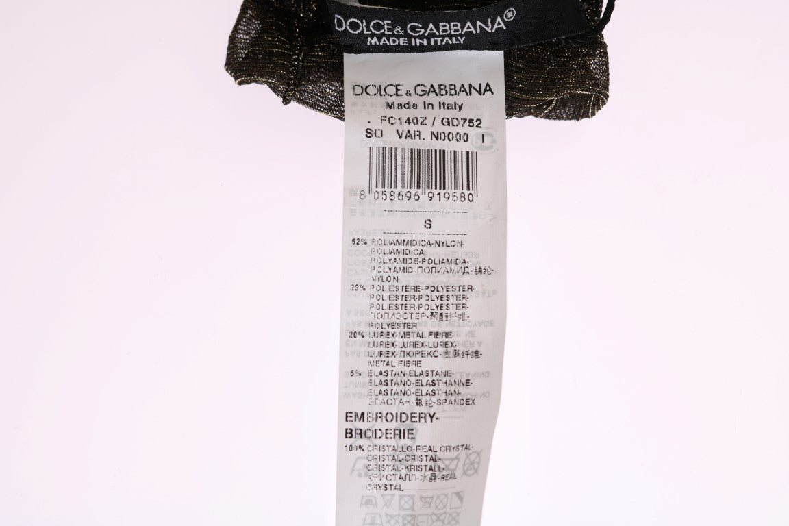 Dolce & Gabbana Black Stretch Floral Clear Crystal Socks Dolce & Gabbana